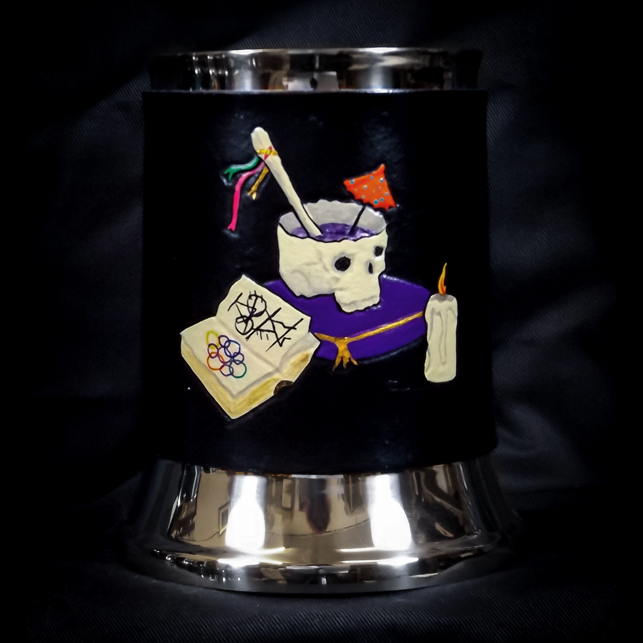 Skull Cocktail Leather Tankard Cover on Tankard