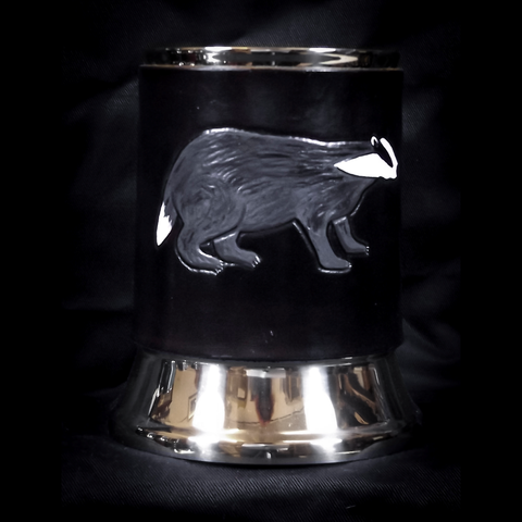 Badger Leather Tankard Cover on Tankard