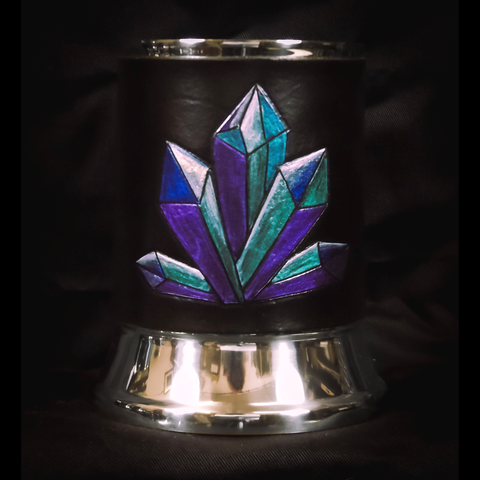 Crystal Cluster Leather Tankard Cover on Tankard