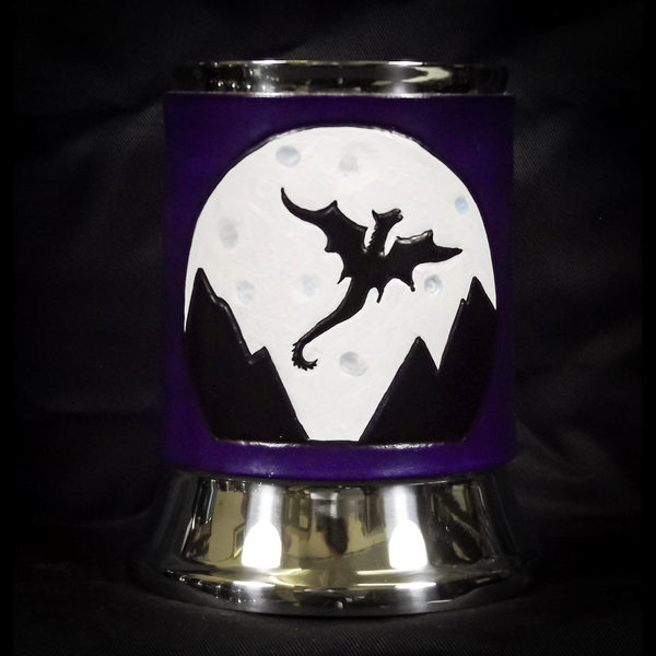 Purple Dragon Moon Leather Tankard Cover on Tankard