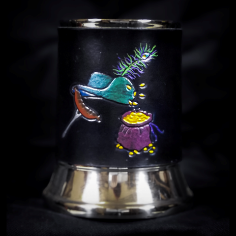 Merchant Hat Leather Tankard Cover on Tankard