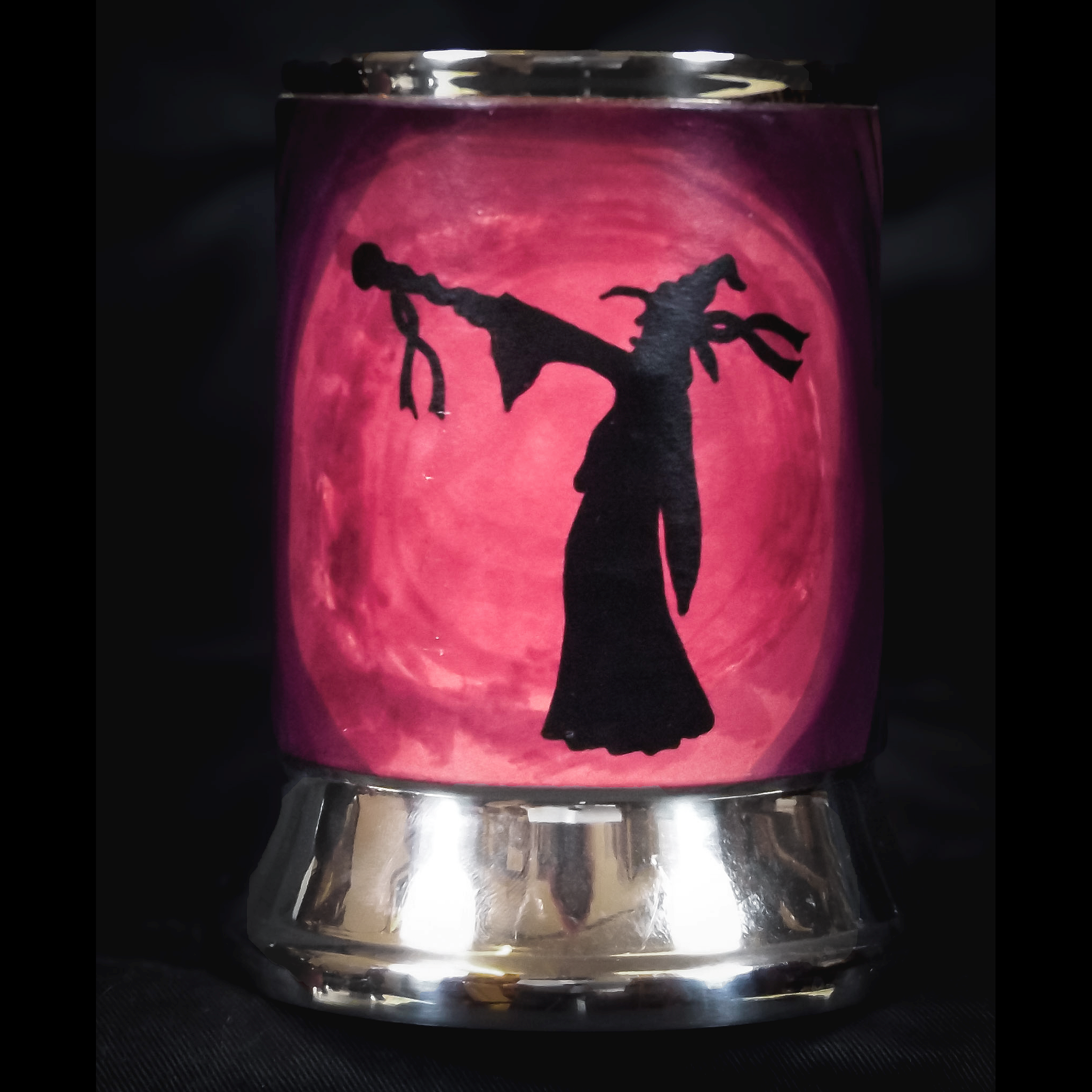 Pink & Purple Wizard Leather Tankard Cover on Tankard