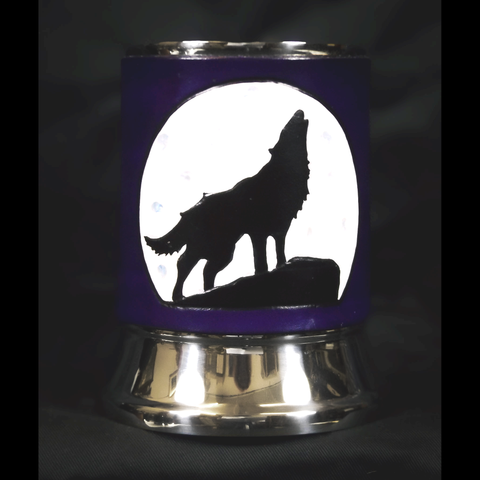 Purple Wolf Moon Leather Tankard Cover on Tankard