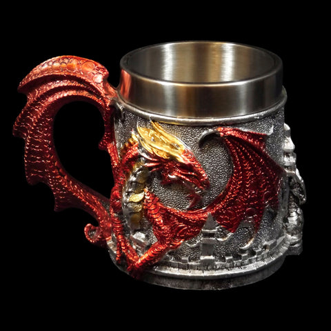 Red Dragon Stainless Steel & Resin Tankard
