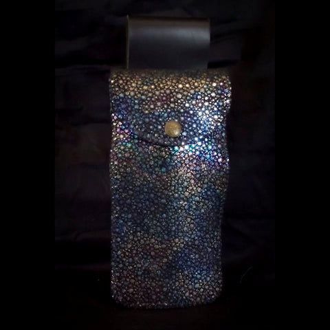 Handmade Water Bottle Leather Belt Pouch - Oil Rainbow Dot