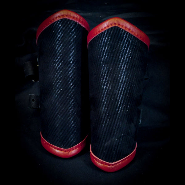 Leather Vambraces - Black & Red