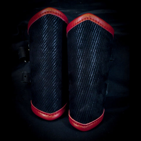 Leather Vambraces - Black & Red