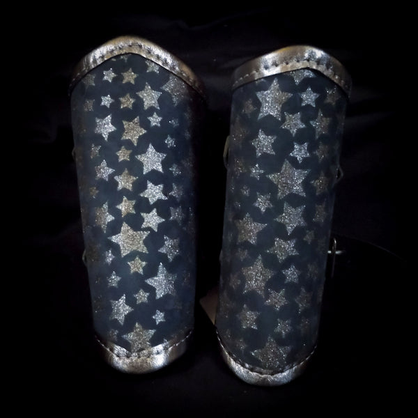 Leather Vambraces - Blue & Silver Stars