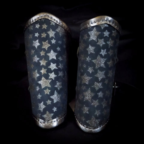 Leather Vambraces - Blue & Silver Stars