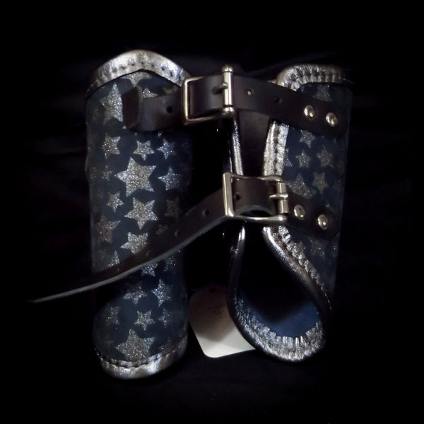 Leather Vambraces - Blue & Silver Stars