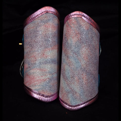 Leather Vambraces - Pink & Blue Marbled