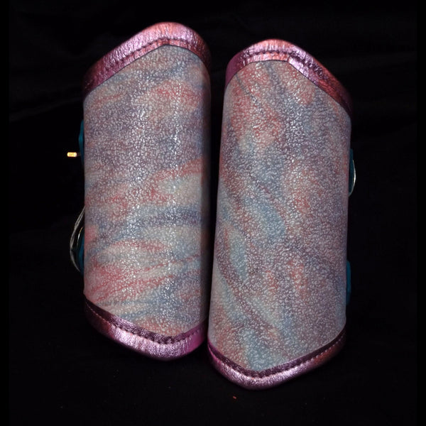 Leather Mini Vambraces - Pink & Blue Marbled