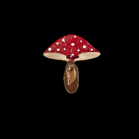 Handmade Leather Mushroom Brooch - 5cm