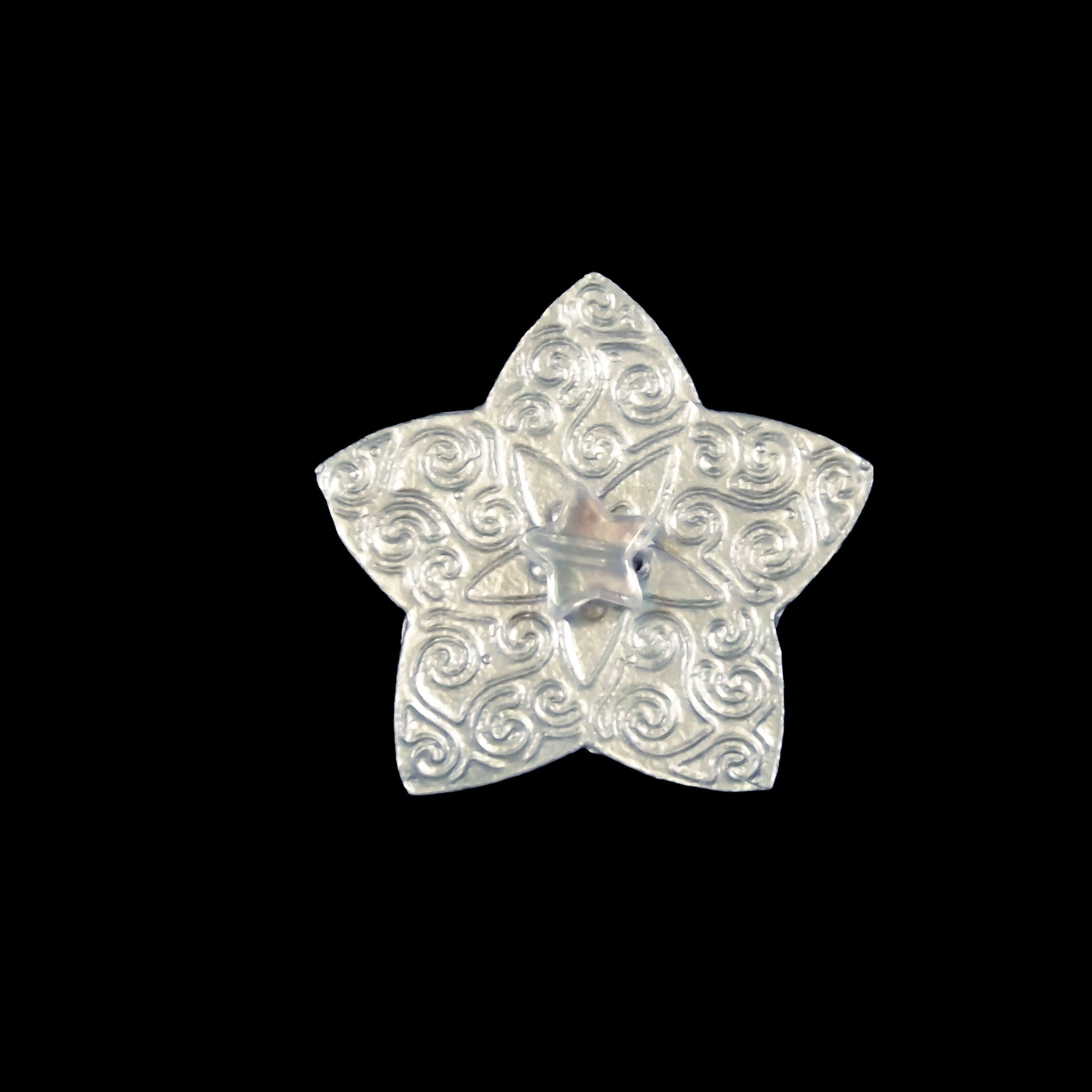 Handmade Leather Silver Star Brooch - 4.5cm