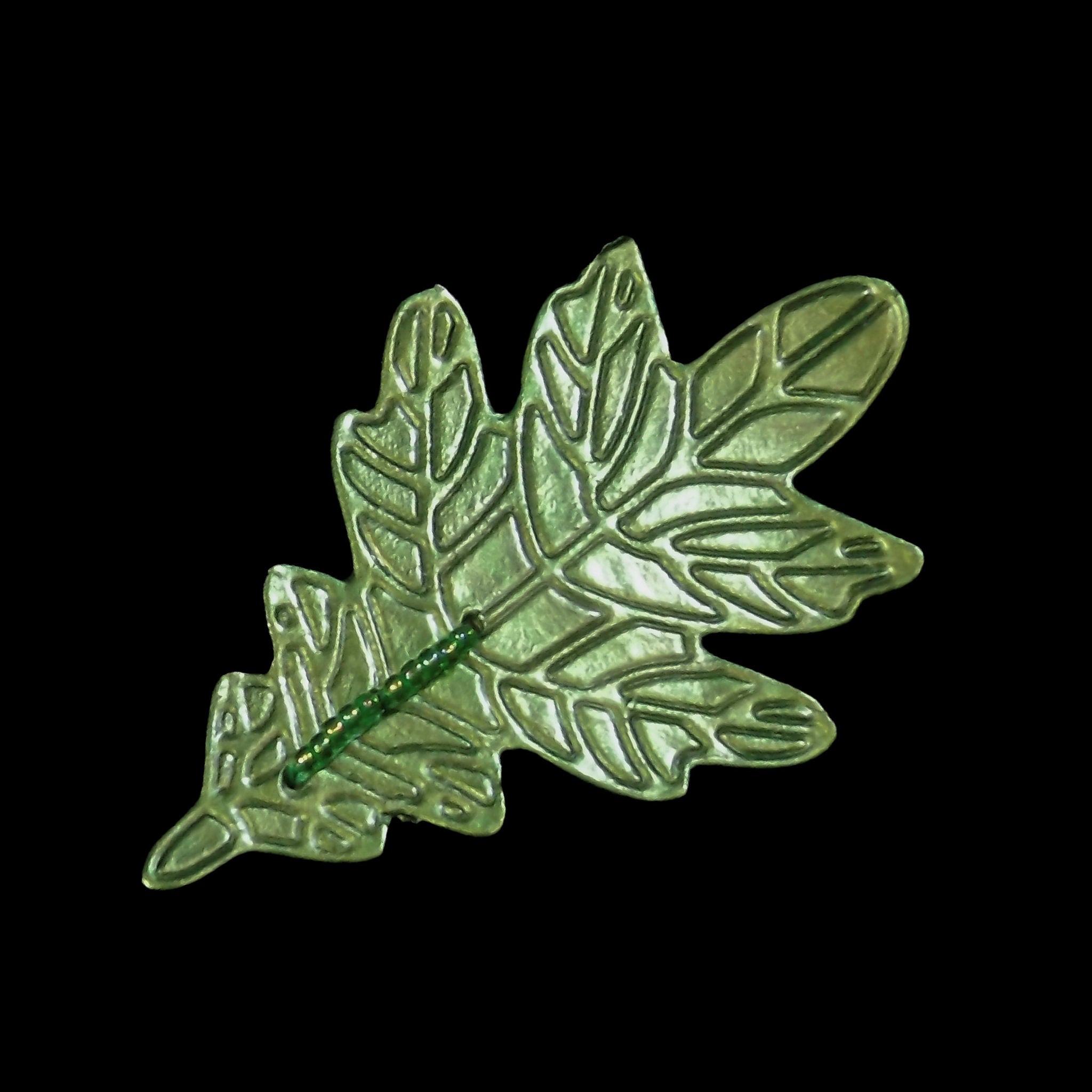 Handmade Green Leather Oak Leaf Leaf Brooch - 7.5cm