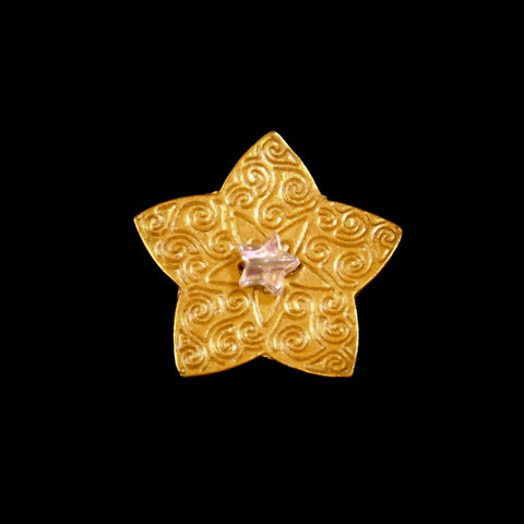 Handmade Leather Gold Star Brooch - 4.5cm