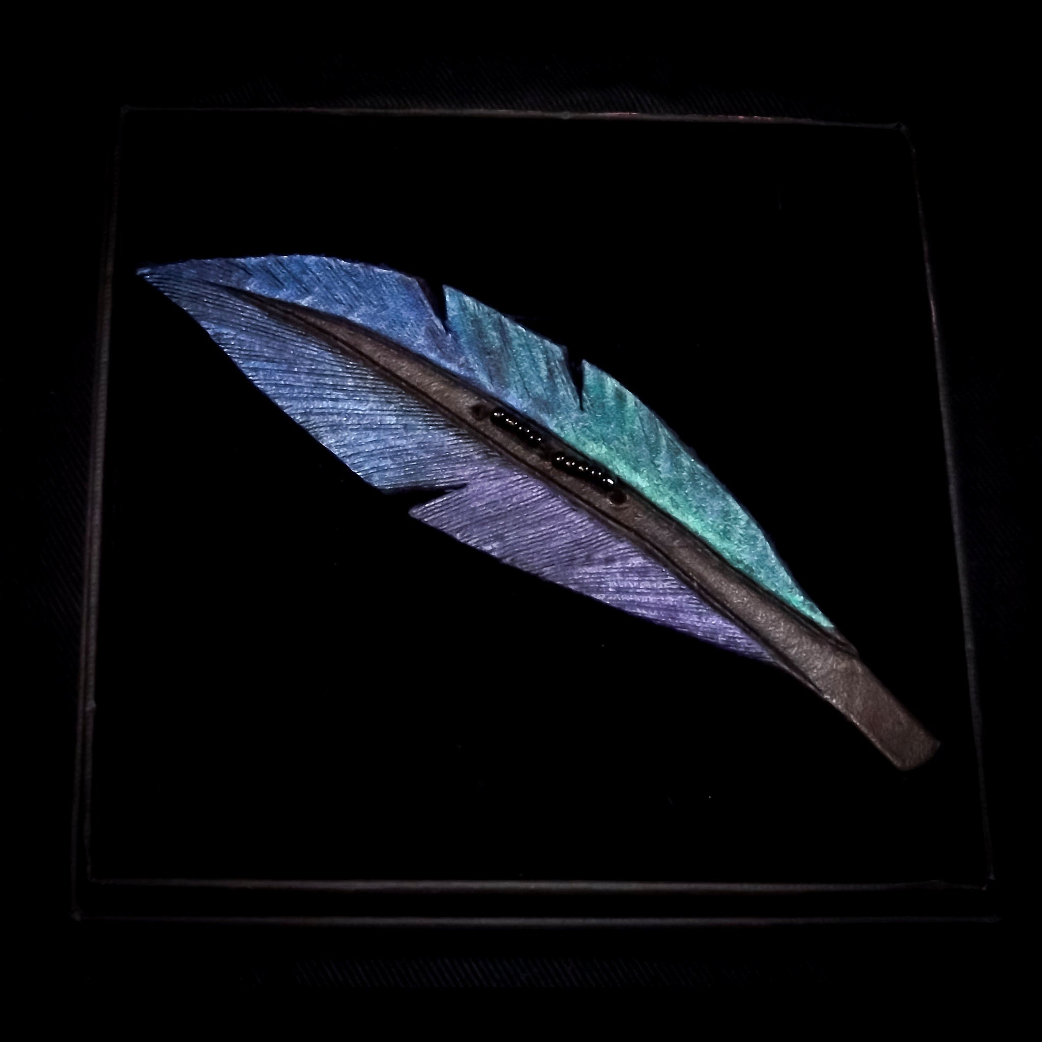 Handmade Leather Feather Brooch - 10cm