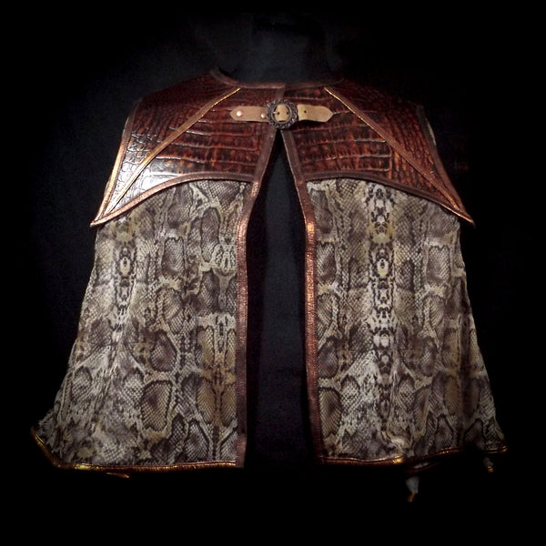 Leather Wyvern Skin Dragon Cape - Brown & Cream