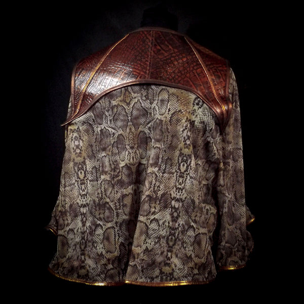 Leather Wyvern Skin Dragon Cape - Brown & Cream