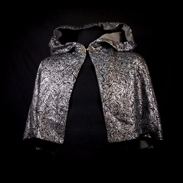Black & Silver Brocade Capelet