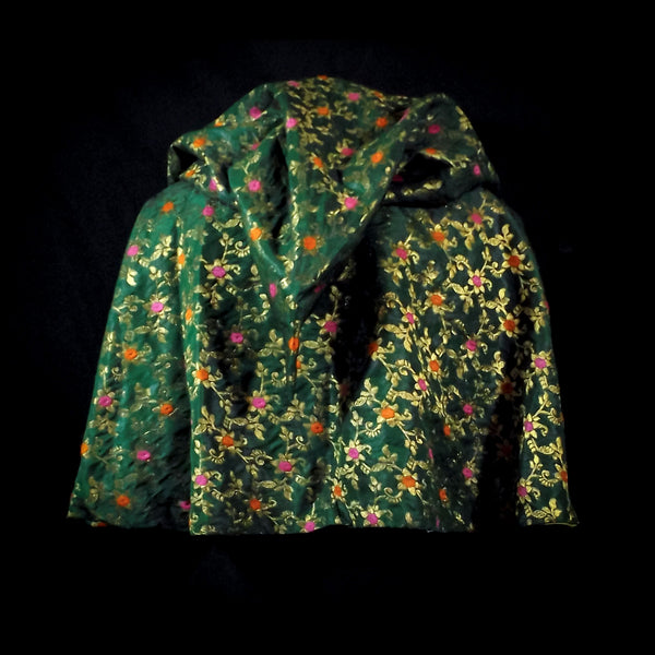 Green Floral Brocade Capelet