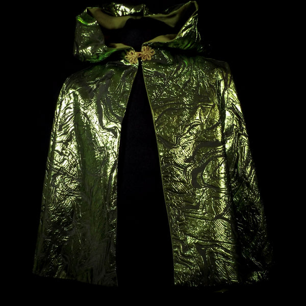 Vivid Metallic Green Brocade Half Cloak