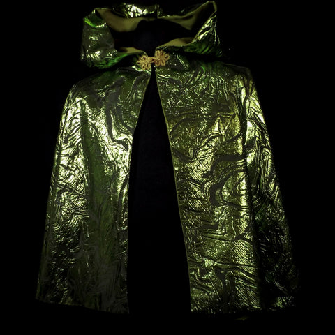 Vivid Metallic Green Brocade Half Cloak