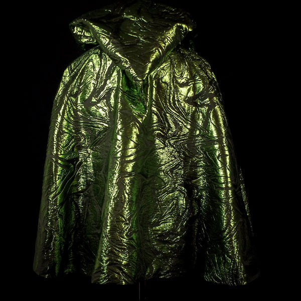 Vivid Metallic Green Brocade Half Cloak