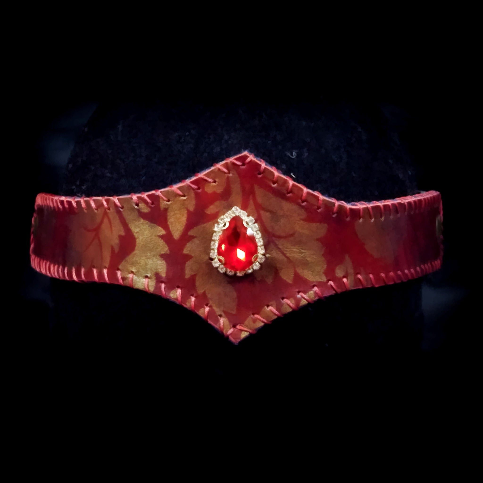 Red & Gold Jewelled Leather Circlet