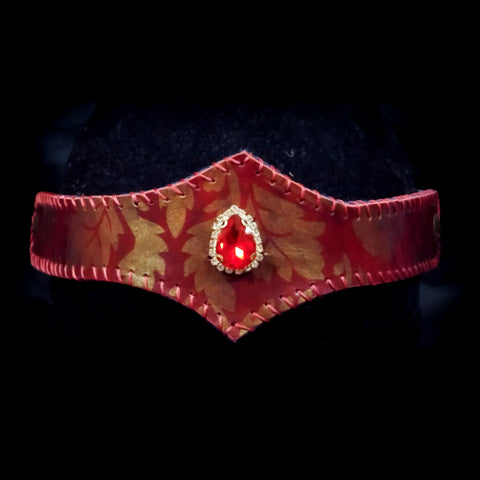 Red & Gold Jewelled Leather Circlet