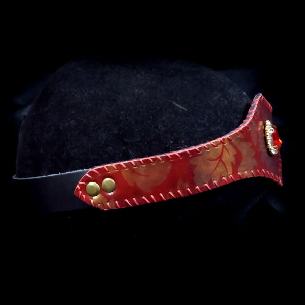 Red & Gold Jewelled Leather Circlet