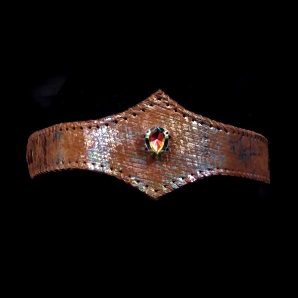 Brown & Rainbow Oilslick Jewelled Leather Circlet