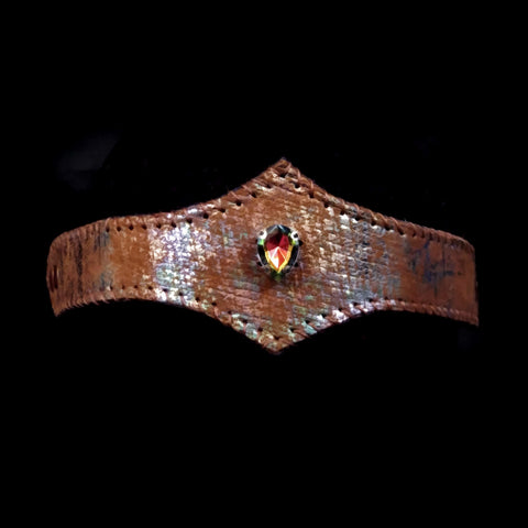 Brown & Rainbow Oilslick Jewelled Leather Circlet