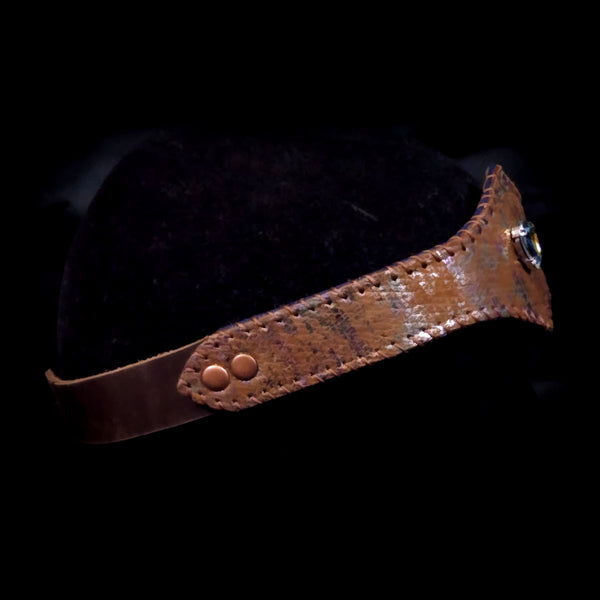 Brown & Rainbow Oilslick Jewelled Leather Circlet