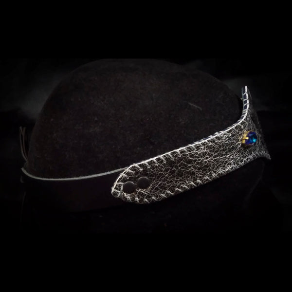 Dark Metallic Pewter Leather Butterfly Circlet