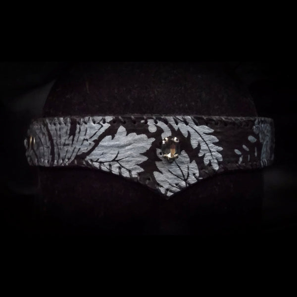 Black & Silver Jewelled  Leather Circlet