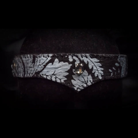 Black & Silver Jewelled  Leather Circlet
