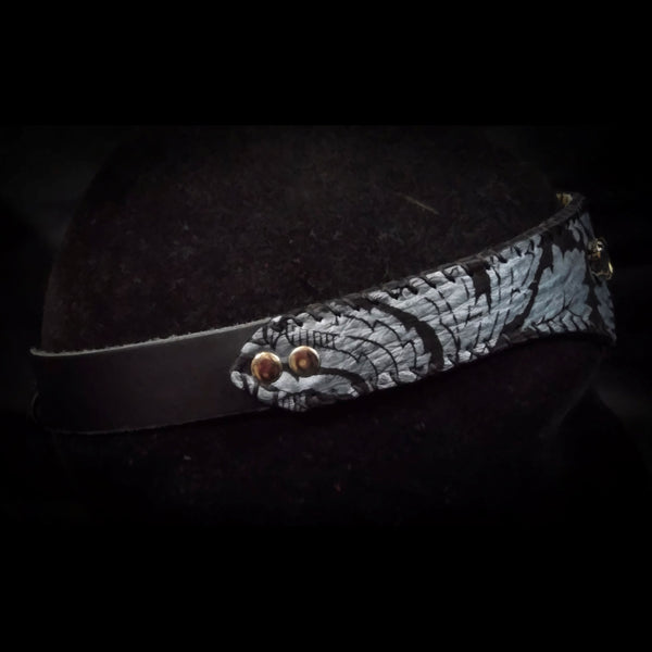 Black & Silver Jewelled  Leather Circlet