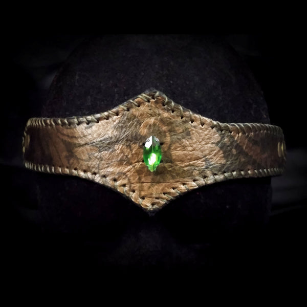 Green & Gold Jewelled Leather Circlet