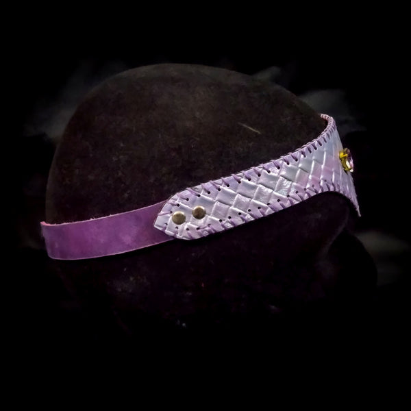 Iridescent Lilac Fabric &  Leather Circlet