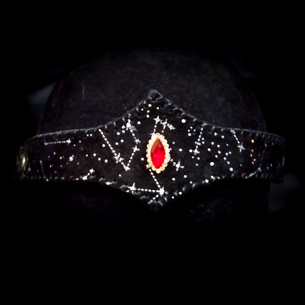 Black & Silver Starry Constellations Jewelled Leather Circlet