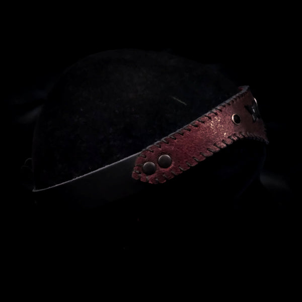 Dark Metallic Red & Black Leather  Butterfly Circlet