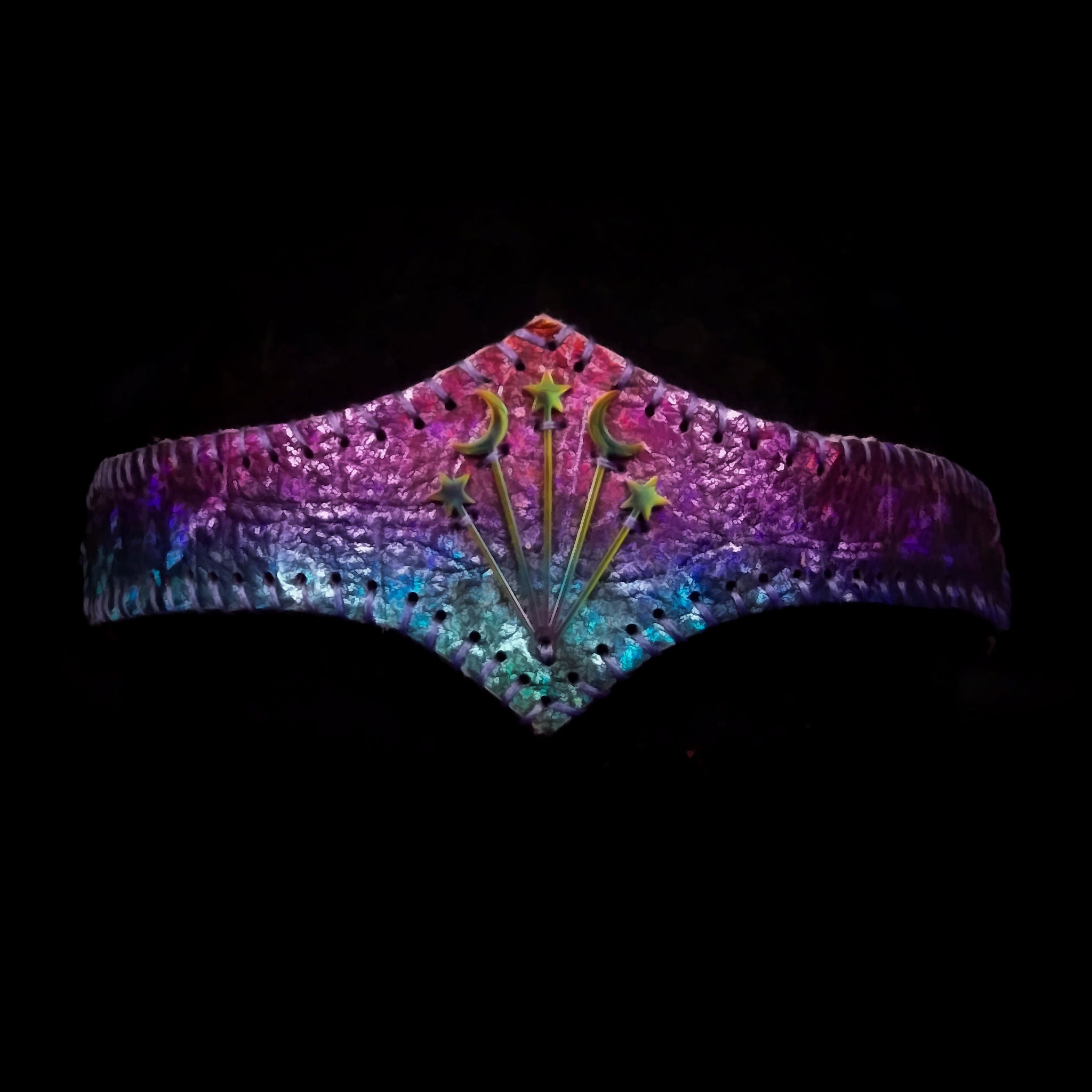 Rainbow Metallic Leather Stars Circlet