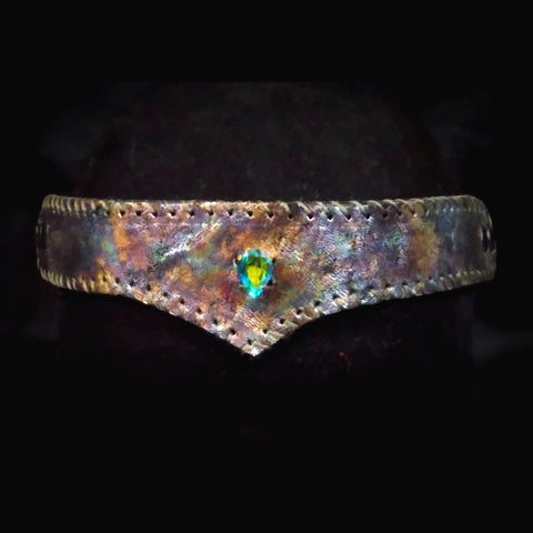 Rainbow Oil Slick Leather Jewelled Circlet