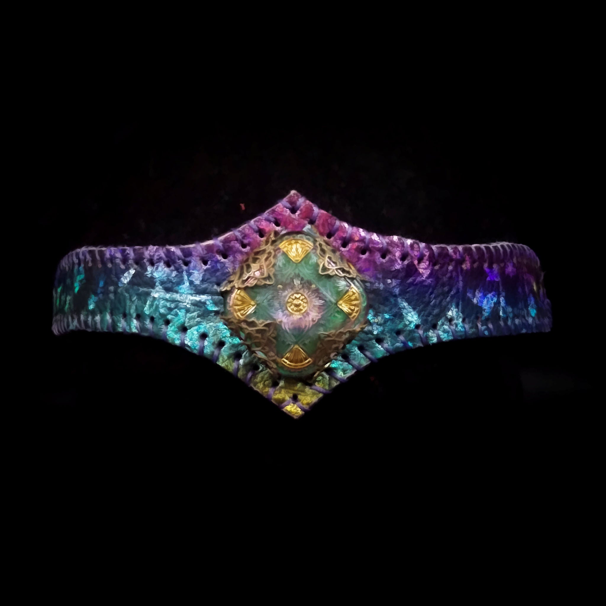 Rainbow Metallic Leather Circlet