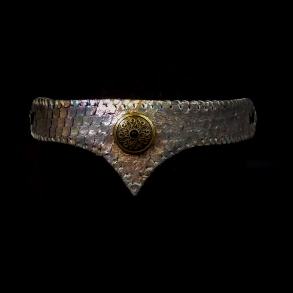 Subtle Oilslick Silvery Scale Leather Circlet