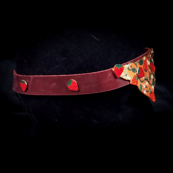 Red & Golden Leather Strawberry Circlet