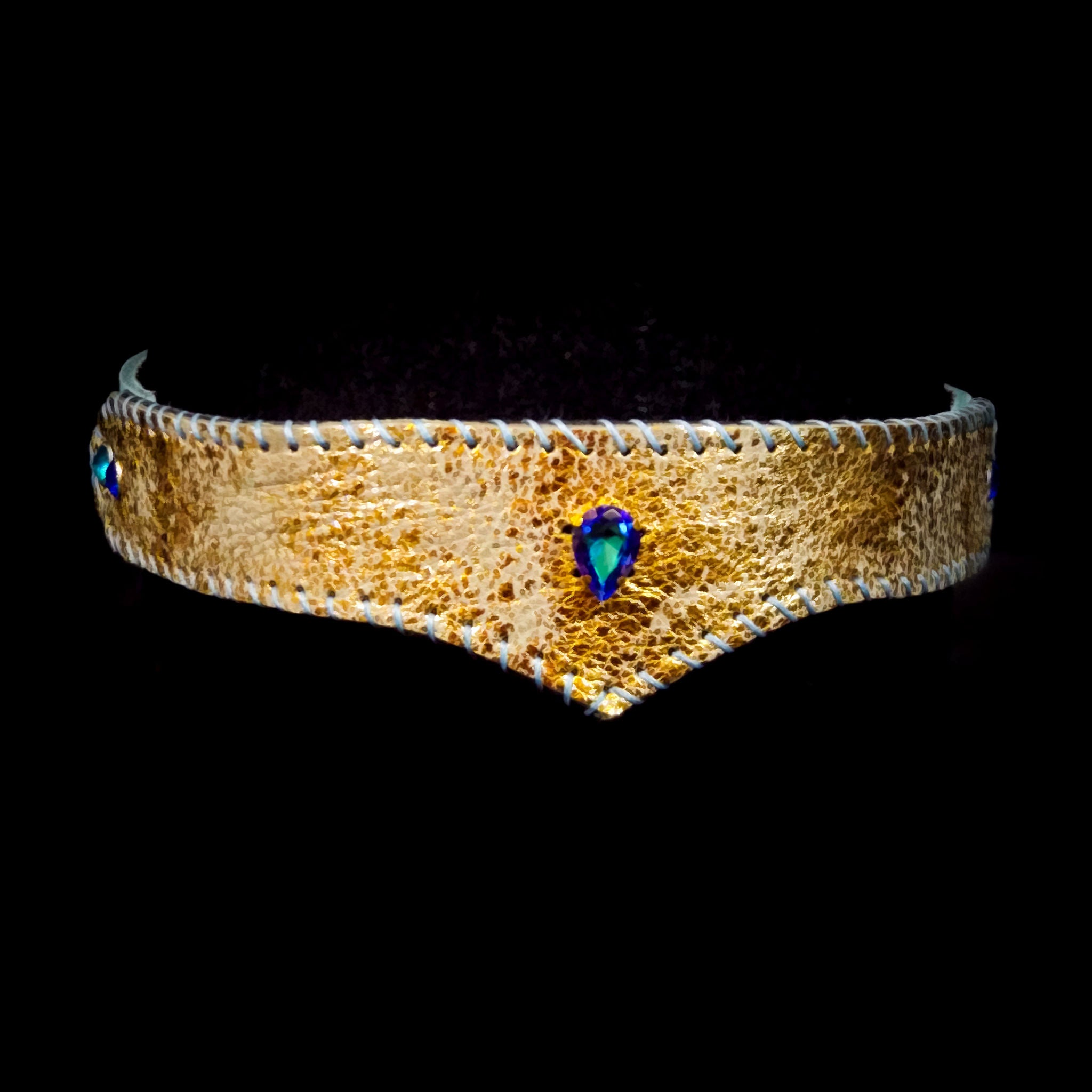 Metallic Gold Jewelled Leather Circlet