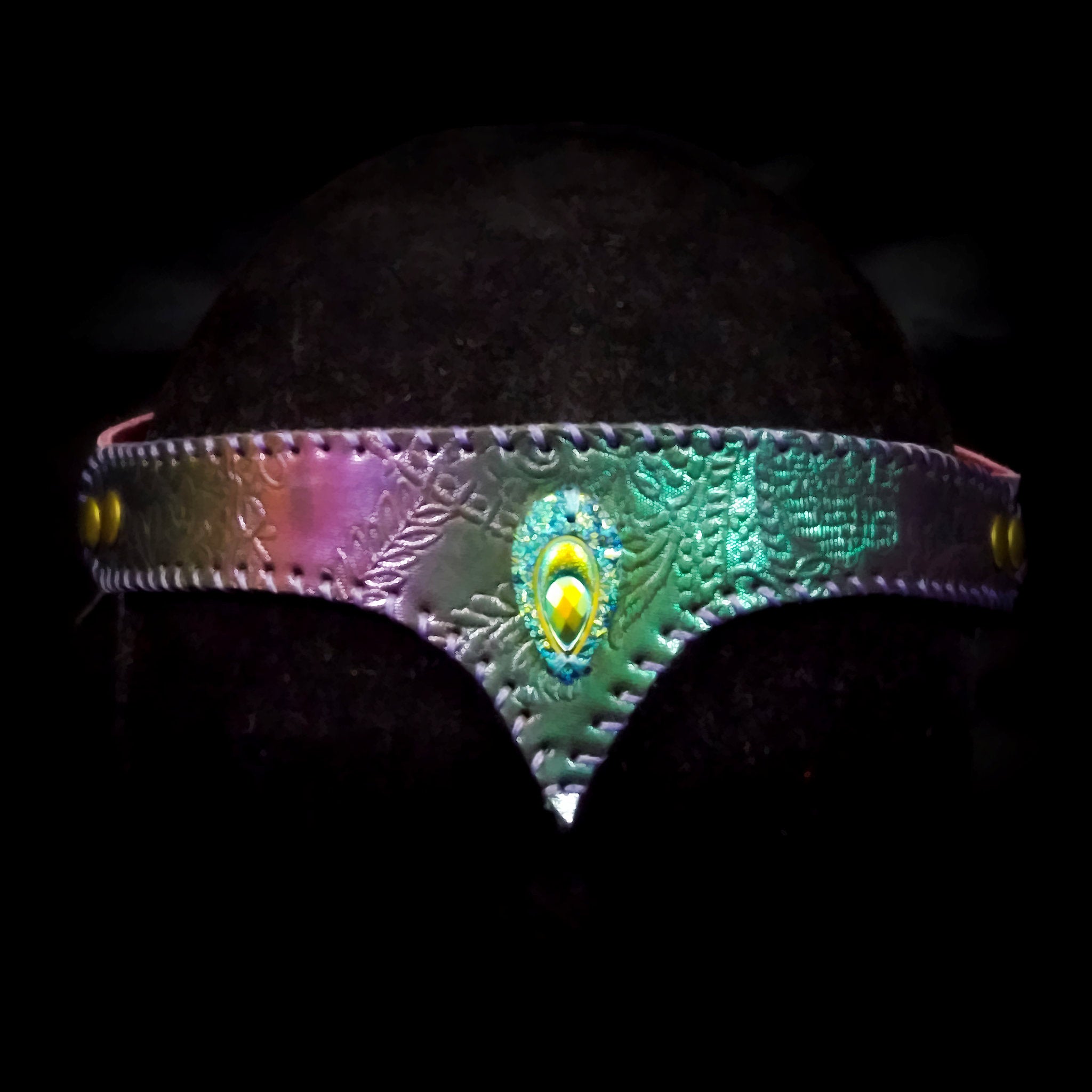 Embossed Rainbow Fabric &  Leather Circlet