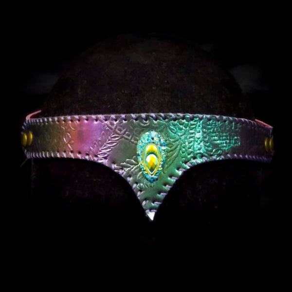 Embossed Rainbow Fabric &  Leather Circlet